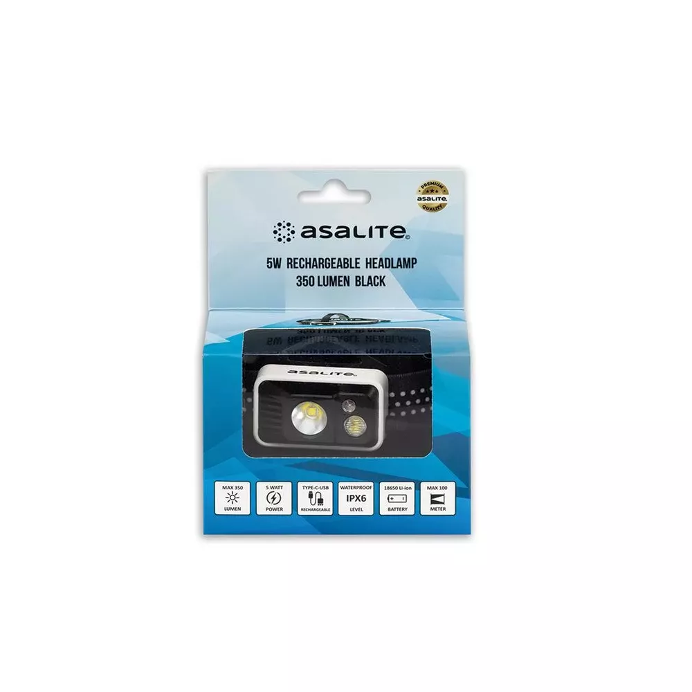 Asalite Prémium LED Akkumulátoros Fejlámpa 5W (350 lumen)