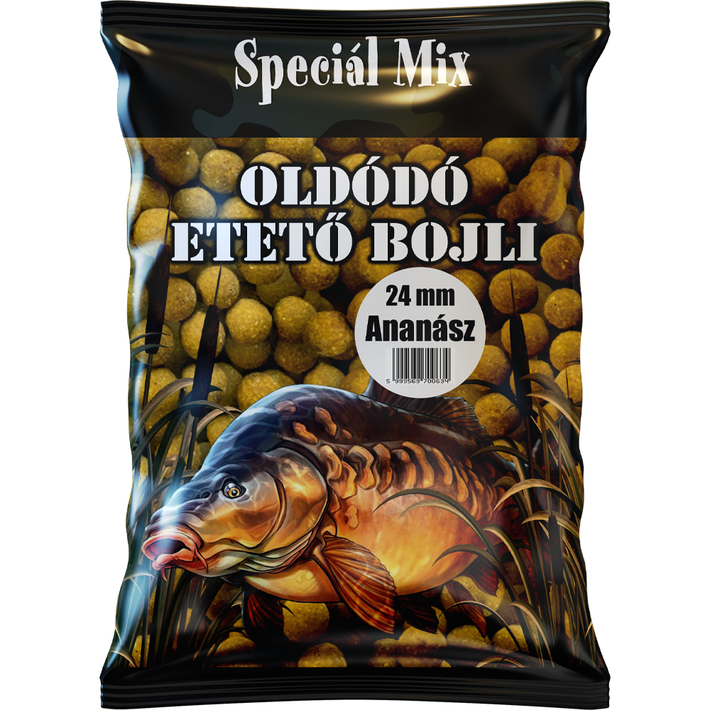 Speciál mix 24 mm-es Oldódó Etető Bojli ANANÁSZ